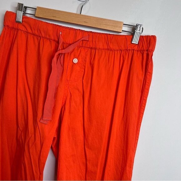 J Crew Womens Size Small Cotton Pyjama Pants Cropped Bright Orange Drawstring - Picture 2 of 9